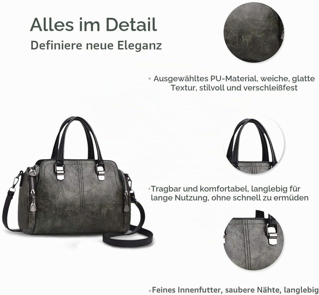NICOLE&DORIS Damen Mode Taschen mit hohem Tragegriff Retro Handtaschen Schultertasche Umhängetasche