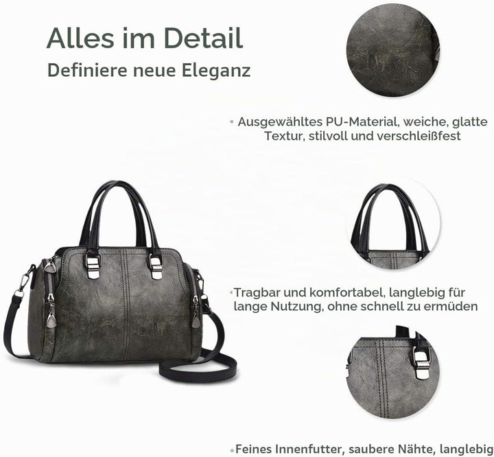 NICOLE&DORIS Damen Mode Taschen mit hohem Tragegriff Retro Handtaschen Schultertasche Umhängetasche