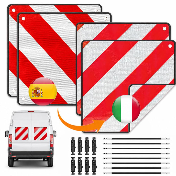 Warntafel Fahrradträger, ZMCVOE 2 in 1 Warntafel Italien Spanien, Warnschild Fahrradträger, Reflekti