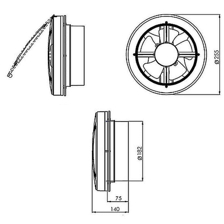 Uzman-Versand, 200MM, Wandventilator mit Klappe, Fensterventilator Fenster Axialventilator Wandlüfte