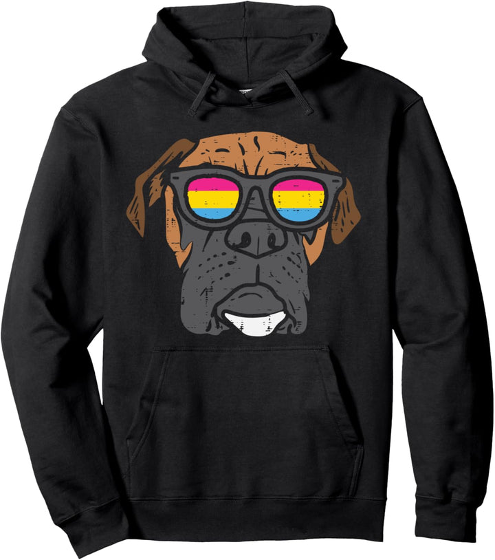 Boxer Dog Pansexual Sunglasses Cute Pan Pride Flag Men Women Pullover Hoodie