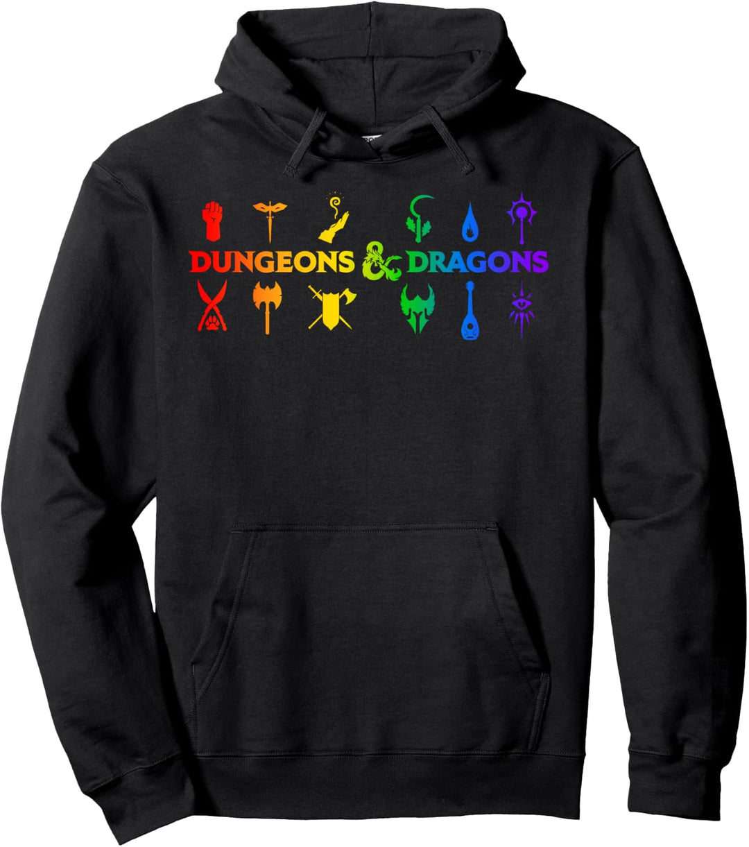 Dungeons &amp; Dragons Classes Rainbow Gradient Pullover Hoodie