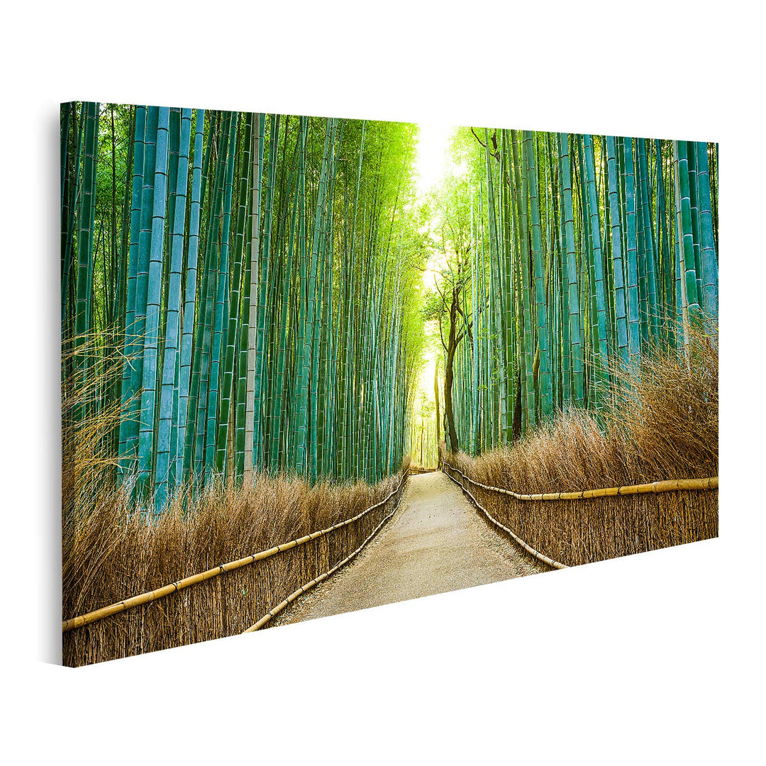 islandburner Bild auf Leinwand Kyoto Japan Bambus Wald Bilder Wandbilder Poster Leinwand 100x57cm, L