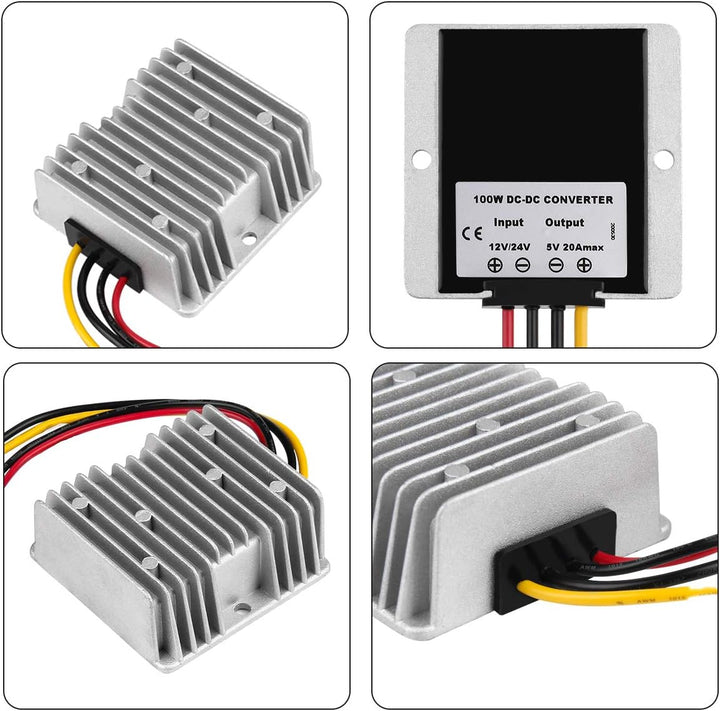 HOMELYLIFE DC 12V 24V auf 5V 20A 100W Spannungswandler Step Down Wandler Transformator Netzteil Regl