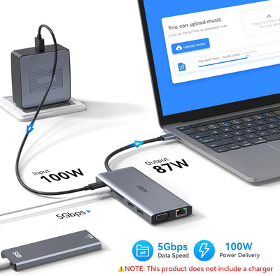 USB C Docking Station Dual Monitor, 14 in 1 Laptop Dockingstation Triple Display, USB C Hub Adapter