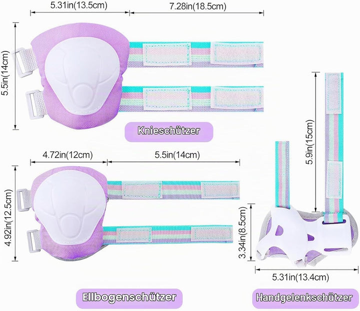 Unicorn Castle Knieschoner Kinder Schoner Set Inliner Schützer 6 in 1 Schutzausrüstung Kinder Ellenb
