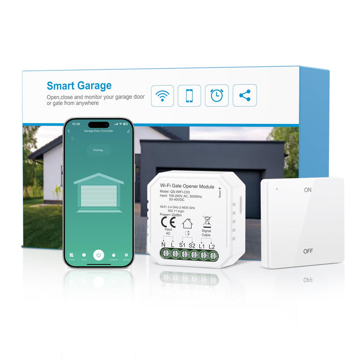 Maxcio Smart WLAN Garagentoröffner, Kompatibel mit Alexa/Google Home, APP Steuerung, Sprachsteuerung