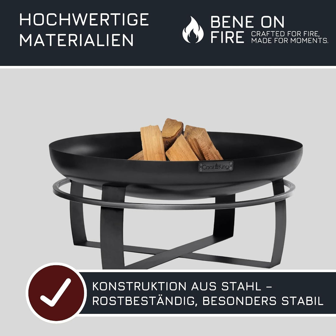 BENE ON FIRE Feuerschale Maryland Ø 60 cm mit Rundumgriff | Feuerkorb rund aus robustem Stahl | Feue