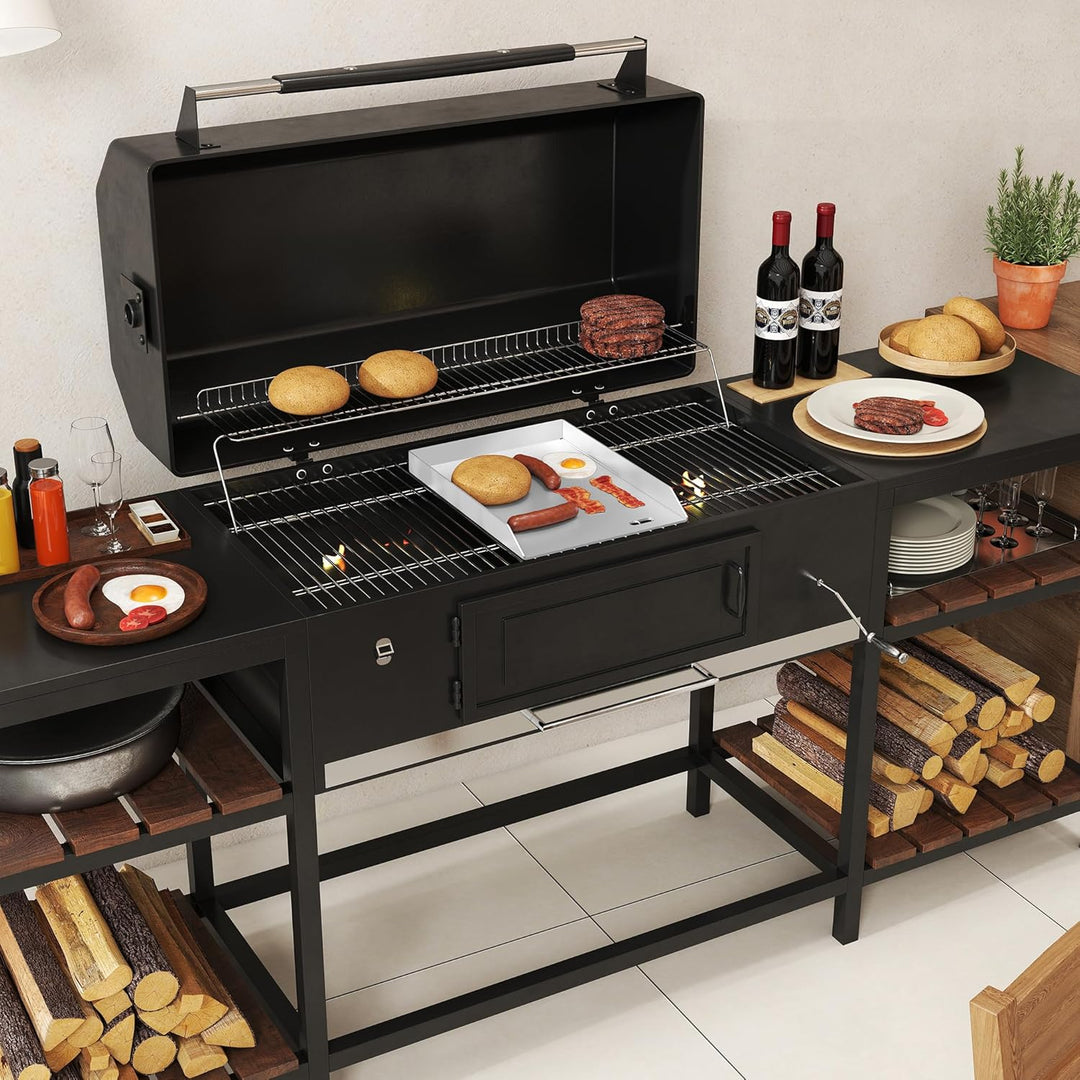 Aufun Edelstahl Grillplatte Universal BBQ Plancha mit Fettsammelbehälter 30 x 4 x 40 cm, 30 x 4 x 40
