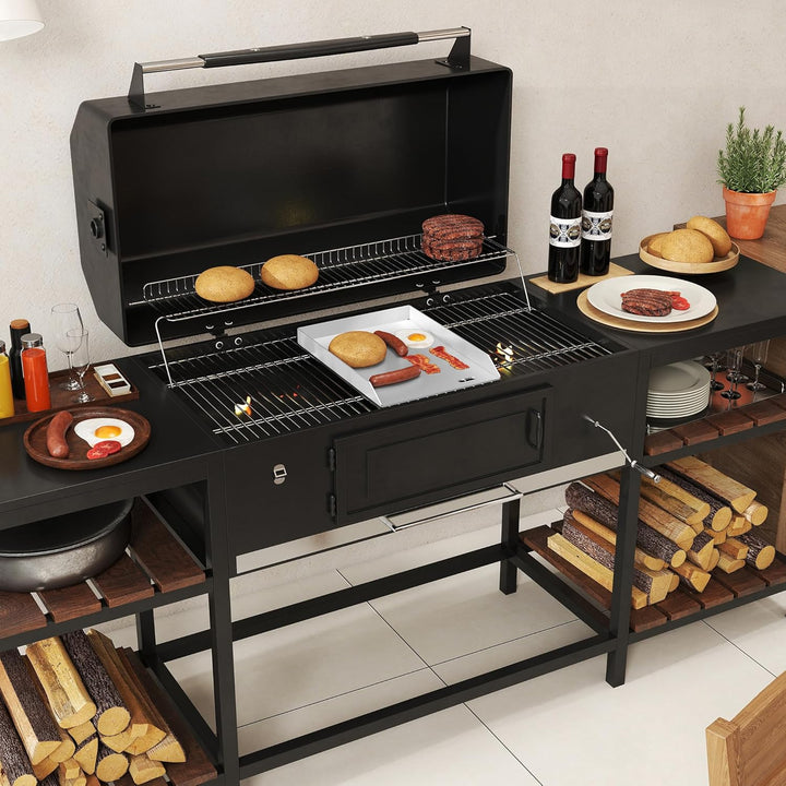 Aufun Edelstahl Grillplatte Universal BBQ Plancha mit Fettsammelbehälter 30 x 4 x 40 cm, 30 x 4 x 40