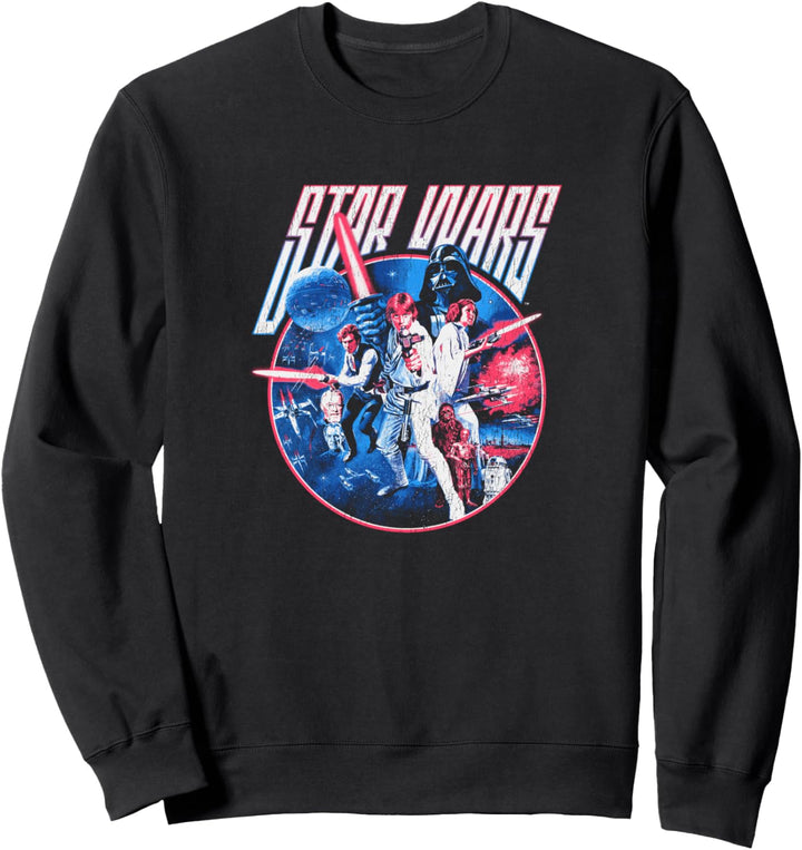 Star Wars Luke Han & Leia Battle Darth Vadar Retro Poster Sweatshirt