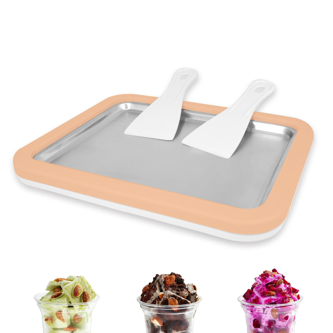 Eisplatte Eis Rolls zum Eis Machen DIY, Ice Cream Machine rolls maker mit 2 Spateln, Gelato Rollmasc