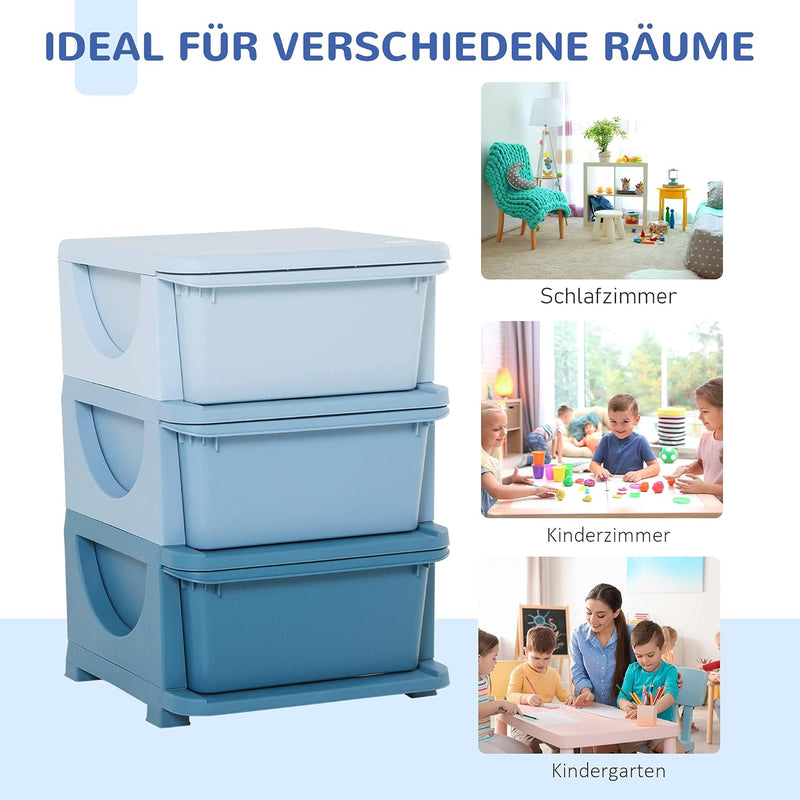 HOMCOM Schubladenschrank für Kinder mit Stauraum Aufbewahrungsboxen Spielzeug-Organizer Spielzeugkis