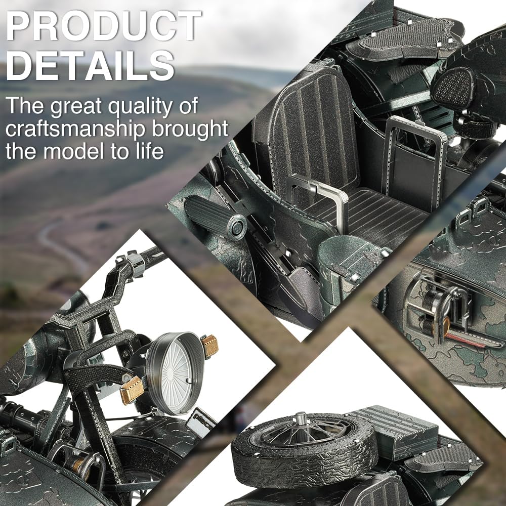 piececool 3D Puzzle Metall Motorradmodell Dreirädrige Motorräder, 3D Metall Puzzle für 340 Edelstahl