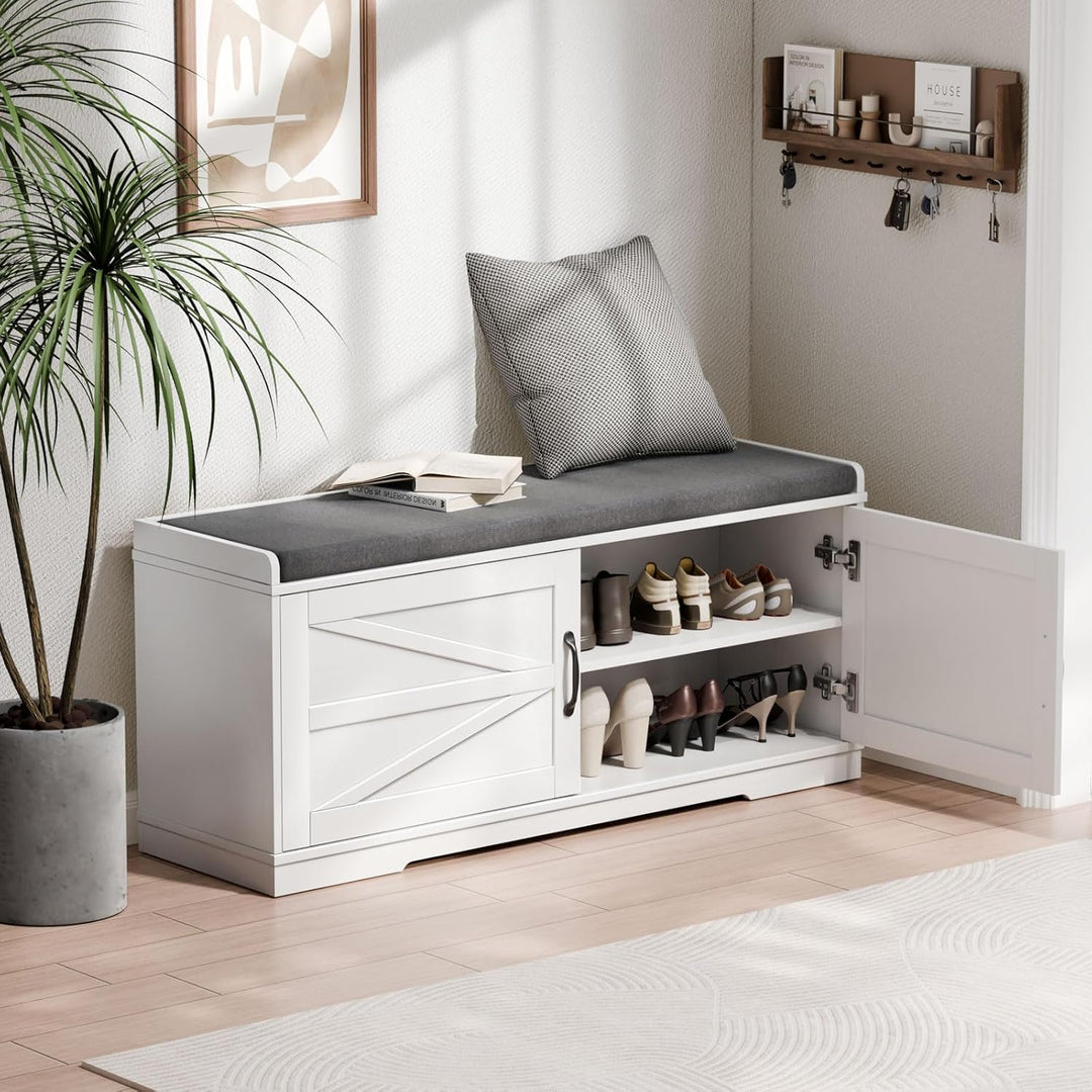 Gyfimoie Schuhbank mit Sitzfläche, Schuhschrank mit Türen, Sitzbank Flur mit Sitzbank, Schuhschrank