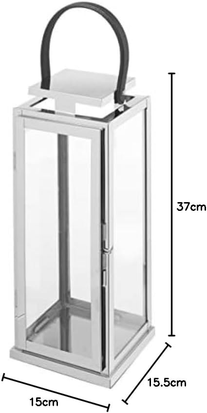 Gartenfreude Edelstahl 15,5 x 15 x 37 cm Laterne, Metall, 15.5 x 15 x 37 cm 15.5 x 15 x 37 cm Edelst