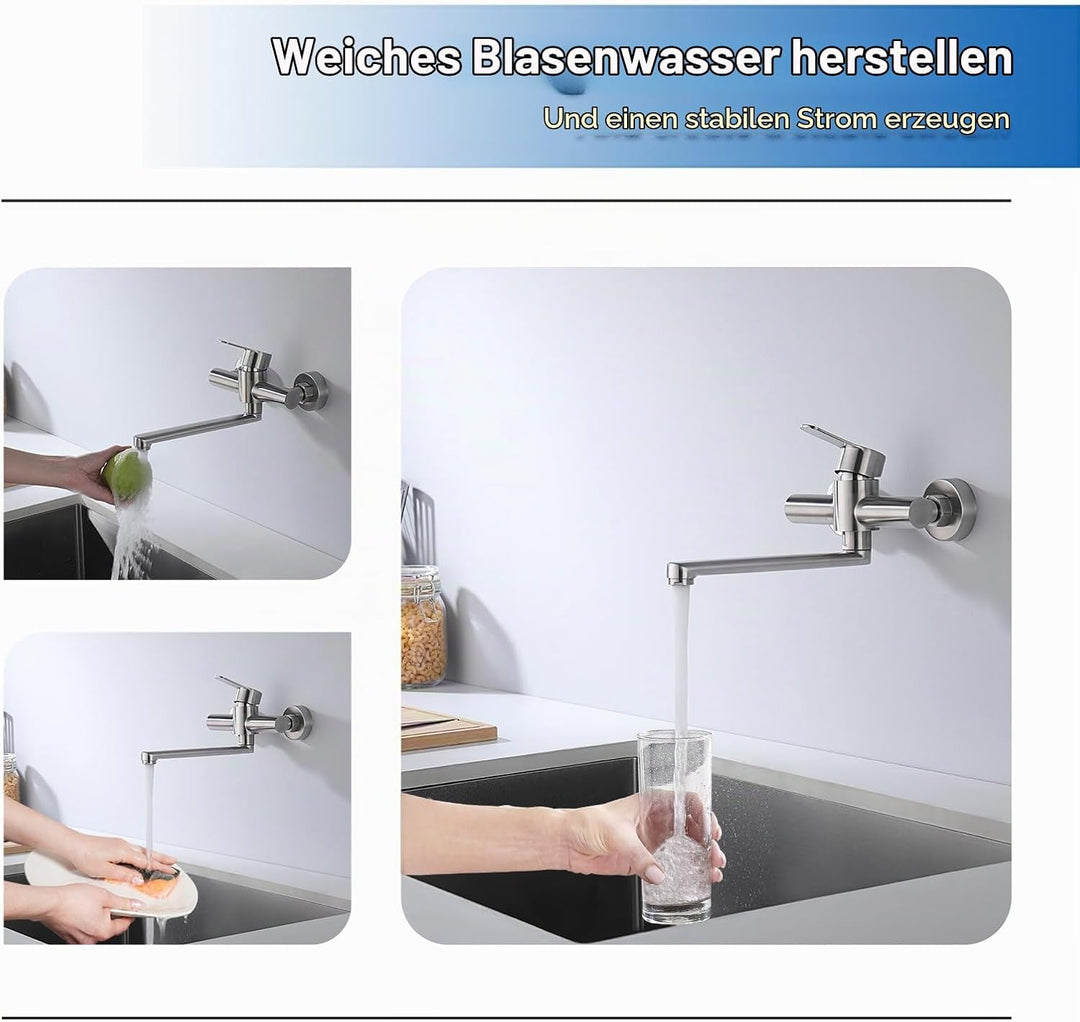 Decaura Wand Küche Wasserhahn, Küchenarmatur Wandmontage Mischbatterien Armatur, Wandarmatur Spültis