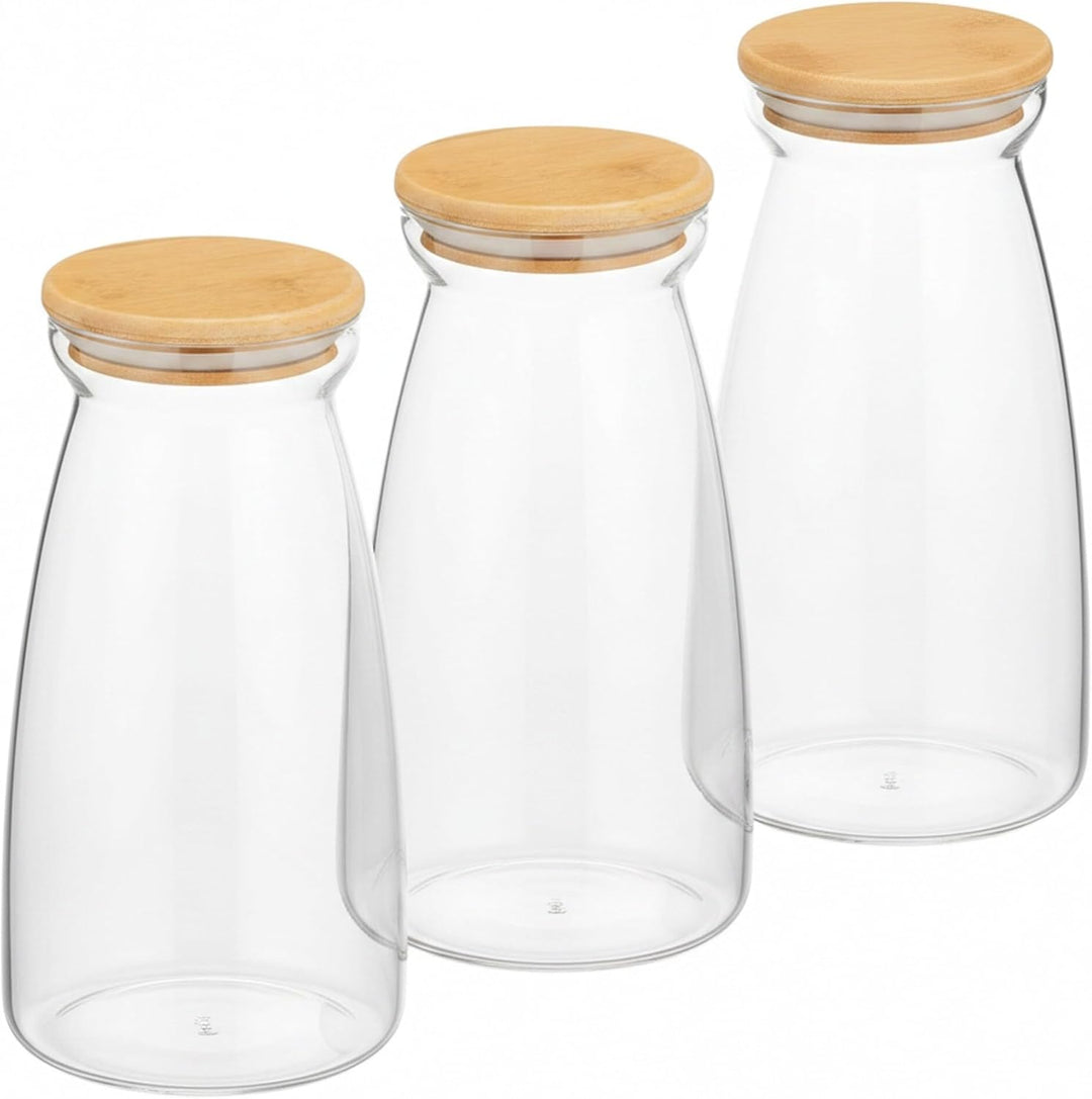 Relaxdays Vorratsgläser mit Deckel, 3er Set, 1400 ml, luftdicht, Lebensmittel-Lagerung, Vorratsdosen