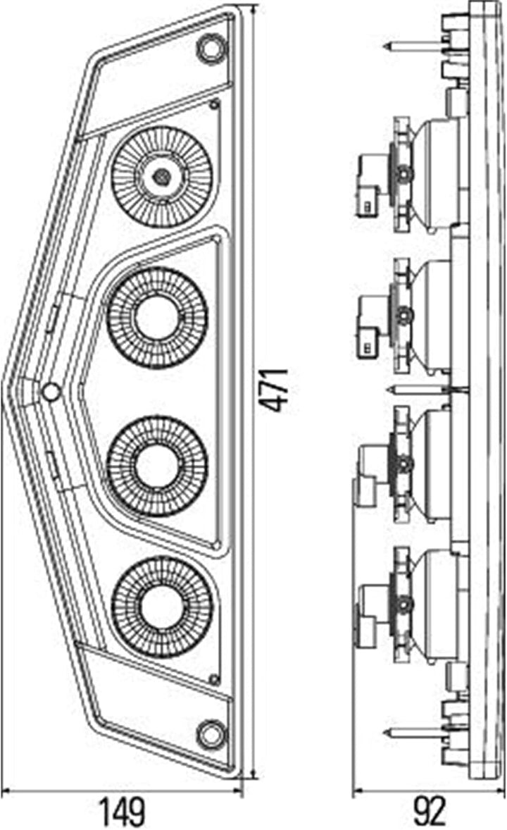 HELLA - Heckleuchte - Caraluna X - Glühlampe - 12V - Einbau/geschraubt - Lichtscheibenfarbe: rot/gla