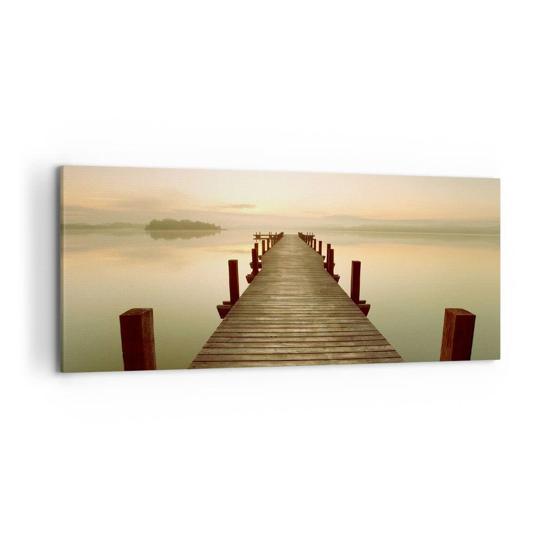 Wandbilder Dekoration Wohnzimmer Brücke See Panorama Bilder auf Leinwand 120x50cm Leinwandbild mit R