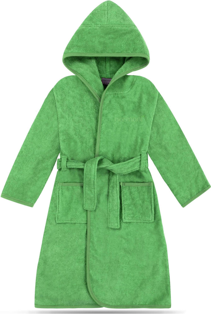 normani Kinder Bademantel auf 100% Bio-Baumwolle Badetuch für Jungen und Mädchen - Frottee Kapuzenba