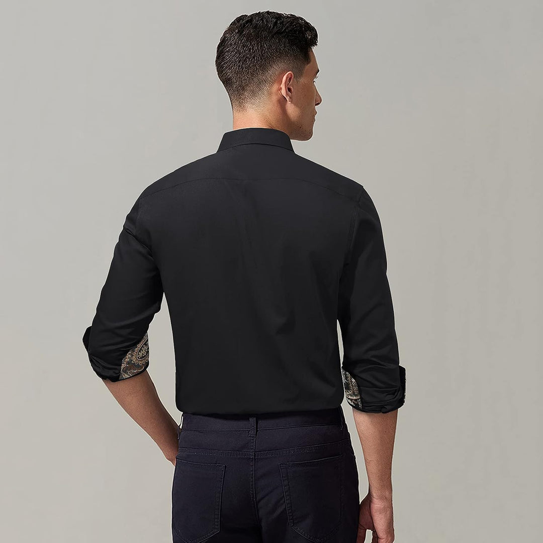 HISDERN Herren Hemd formelle Freizeithemd Businesshemden Freizeithemden Langarm Baumwolle Klassisch