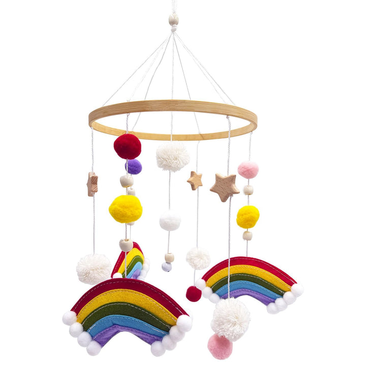 Filz Bettglocke,Regenbogenförmige Bettglocke,Mobile Holz,FilzBettglocke,Mobile Wickeltisch,Niedliche