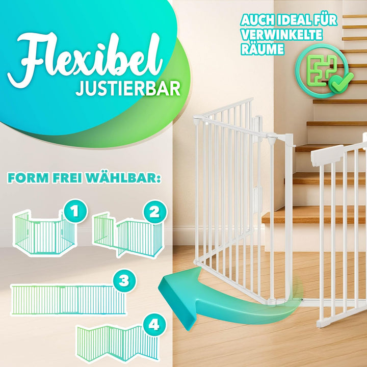 KIDUKU® Kaminschutzgitter mit Tür Metall 540 cm | Absperrgitter Ofenschutzgitter faltbar | Konfigura