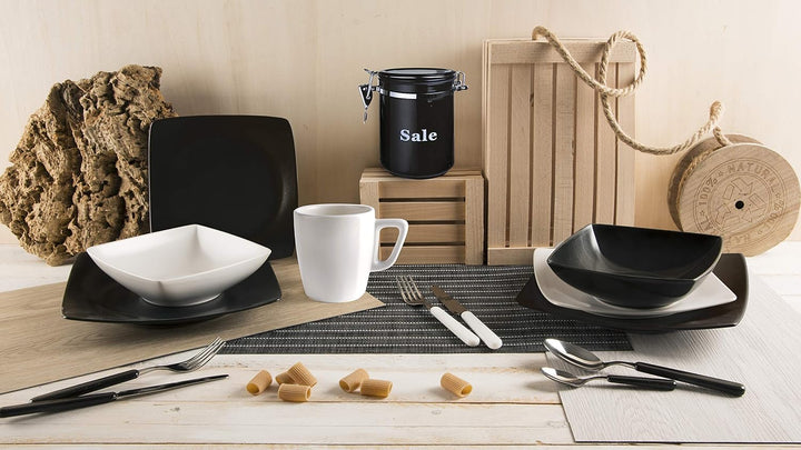 Excelsa Eclipse Set mit 6 Tassen, 230 ml, Keramik, Weiss, Schwarz und Grau Bianco, Nero E Grigio, Bi