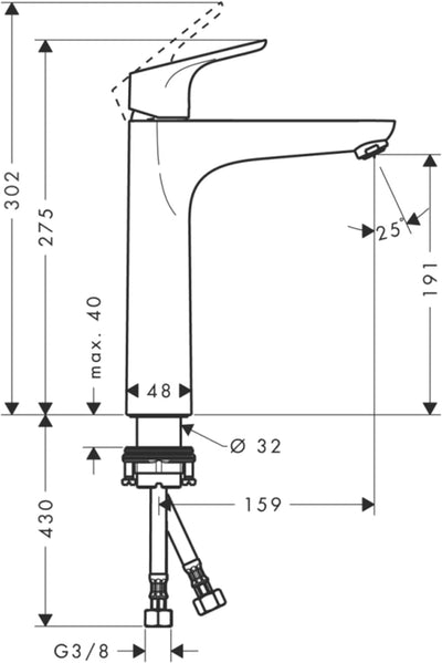 hansgrohe Wasserhahn Focus (Armatur mit Auslauf Höhe 190mm, ohne Ablaufgarnitur) Chrom, Chrom