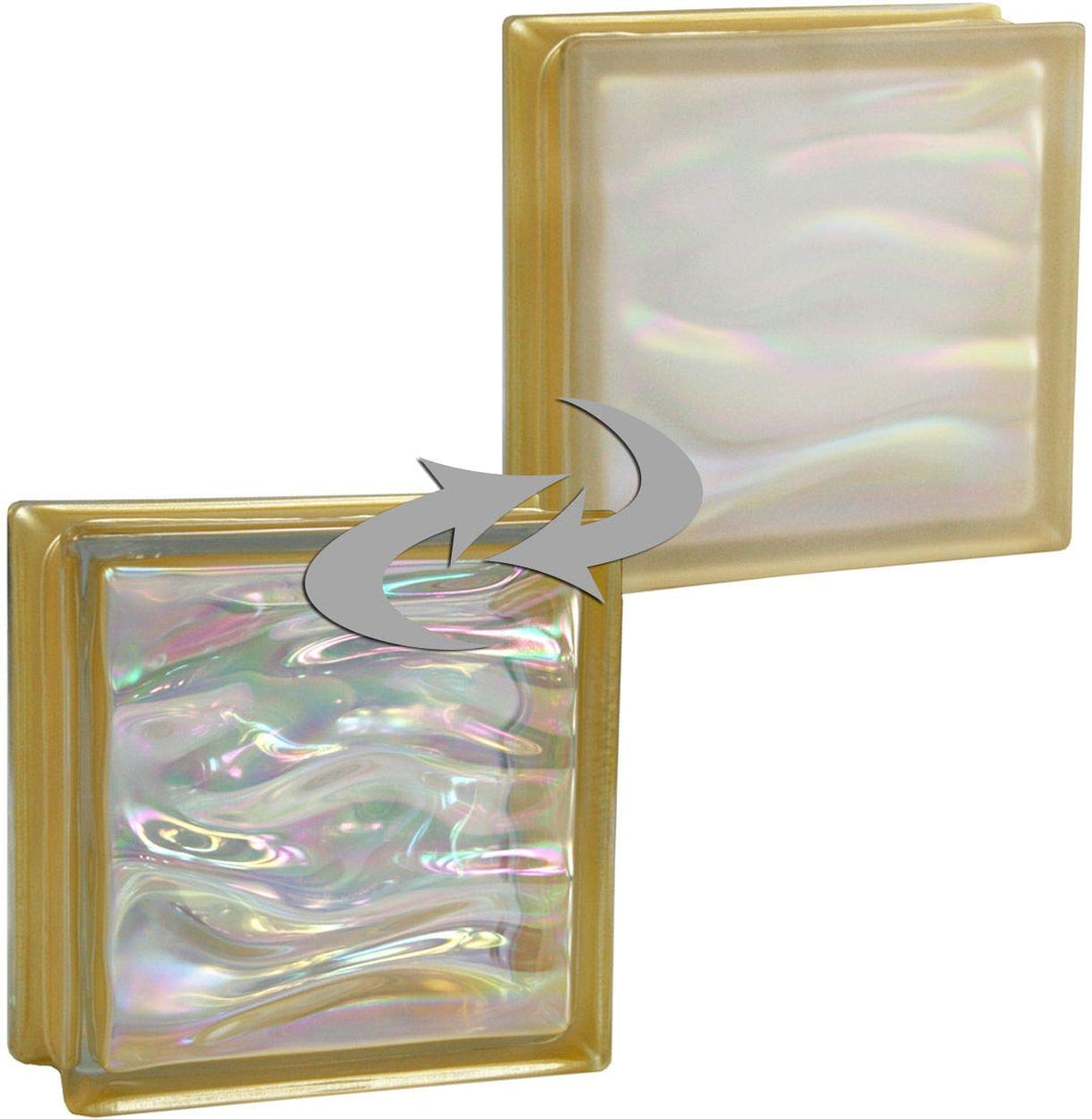 Fuchs Design 6 Stück Glassteine BM Glassteine AQUA Perlmutt Gold Glasstein einseitig satiniert 19 x