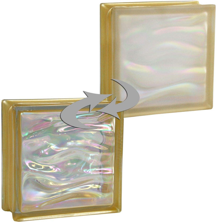 Fuchs Design 6 Stück Glassteine BM Glassteine AQUA Perlmutt Gold Glasstein einseitig satiniert 19 x