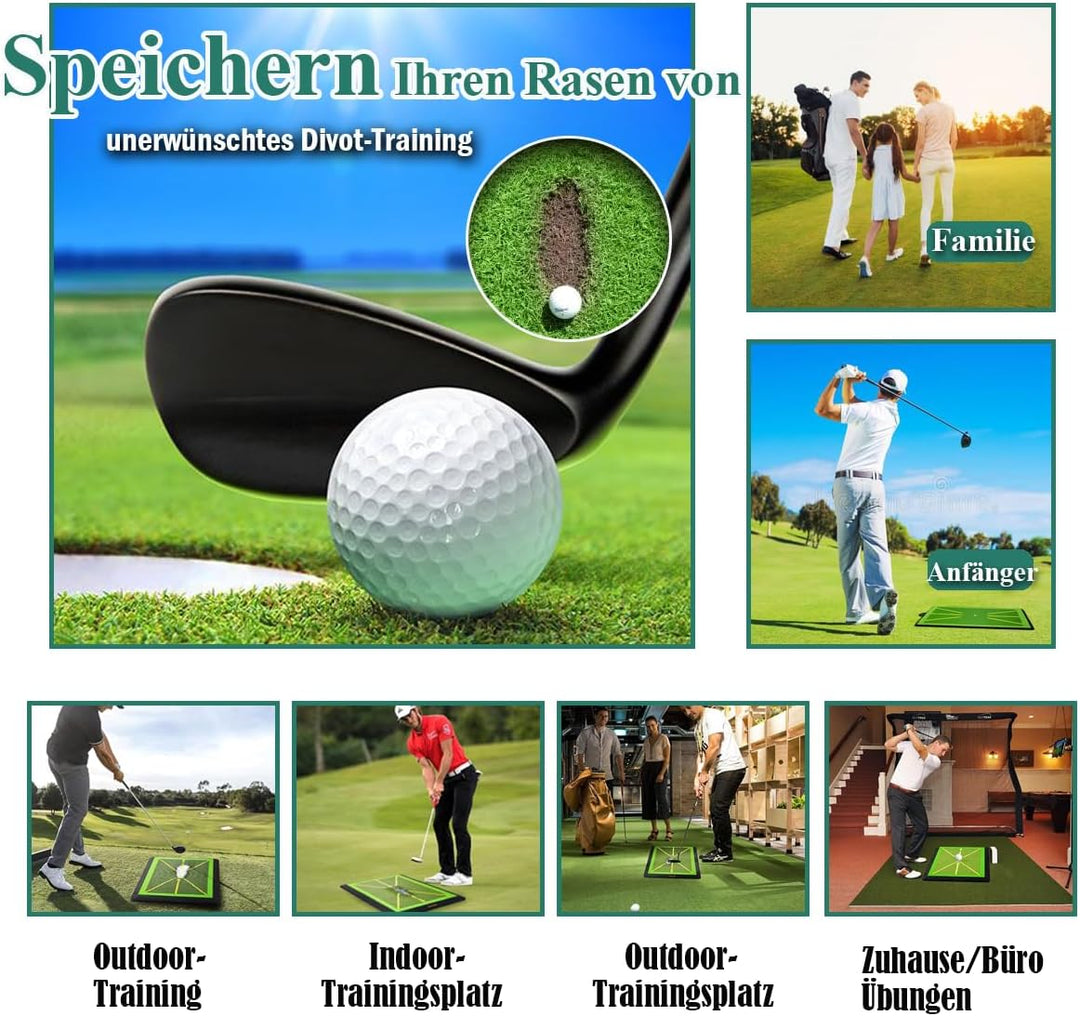 Premium-Golf-Übungsschwungmatte – Path Feedback Golf-Trainingsmatte – Schlagmatte für drinnen und dr