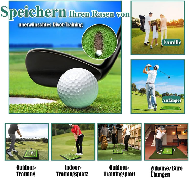 Premium-Golf-Übungsschwungmatte – Path Feedback Golf-Trainingsmatte – Schlagmatte für drinnen und dr