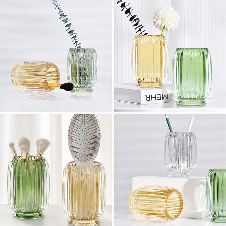 DASITON Make up Pinsel Aufbewahrung,Pinselhalter Kosmetik Aufbewahrung aus Glas,Kristall Pinselhalte