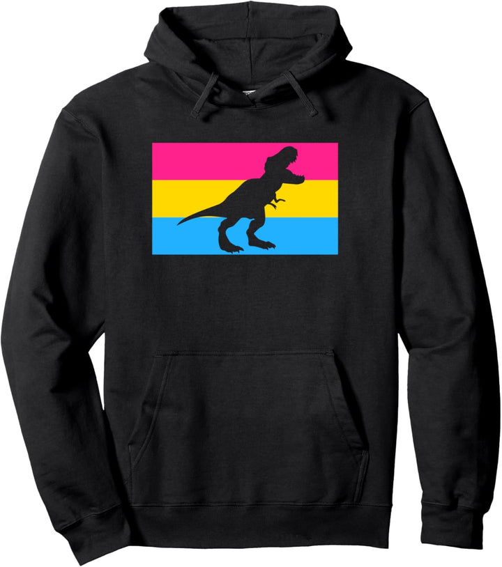 Cute Trex Dinosaur Party Pansexual Pride Flag Aesthetic Pullover Hoodie