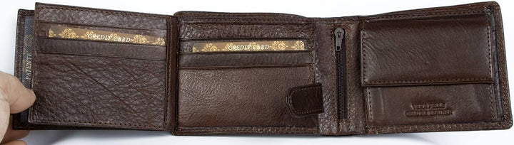 FLW Herren Braunes Schöne Leder Geldbörse - Portemonnaie
