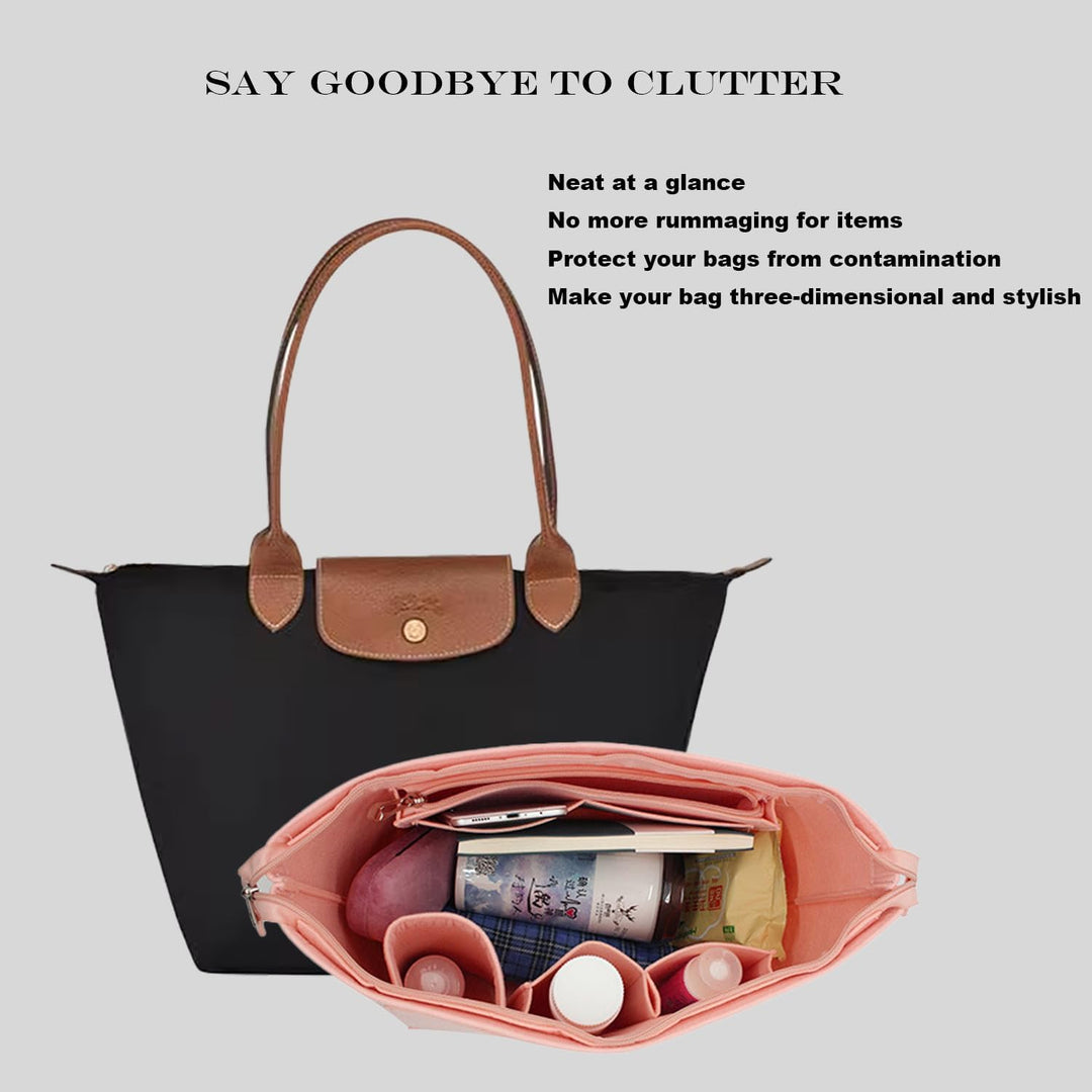 D.DUO Taschen-Organizer, Geldbörsen-Einsatz mit Reissverschluss, geeignet für Longchamp lange und ku