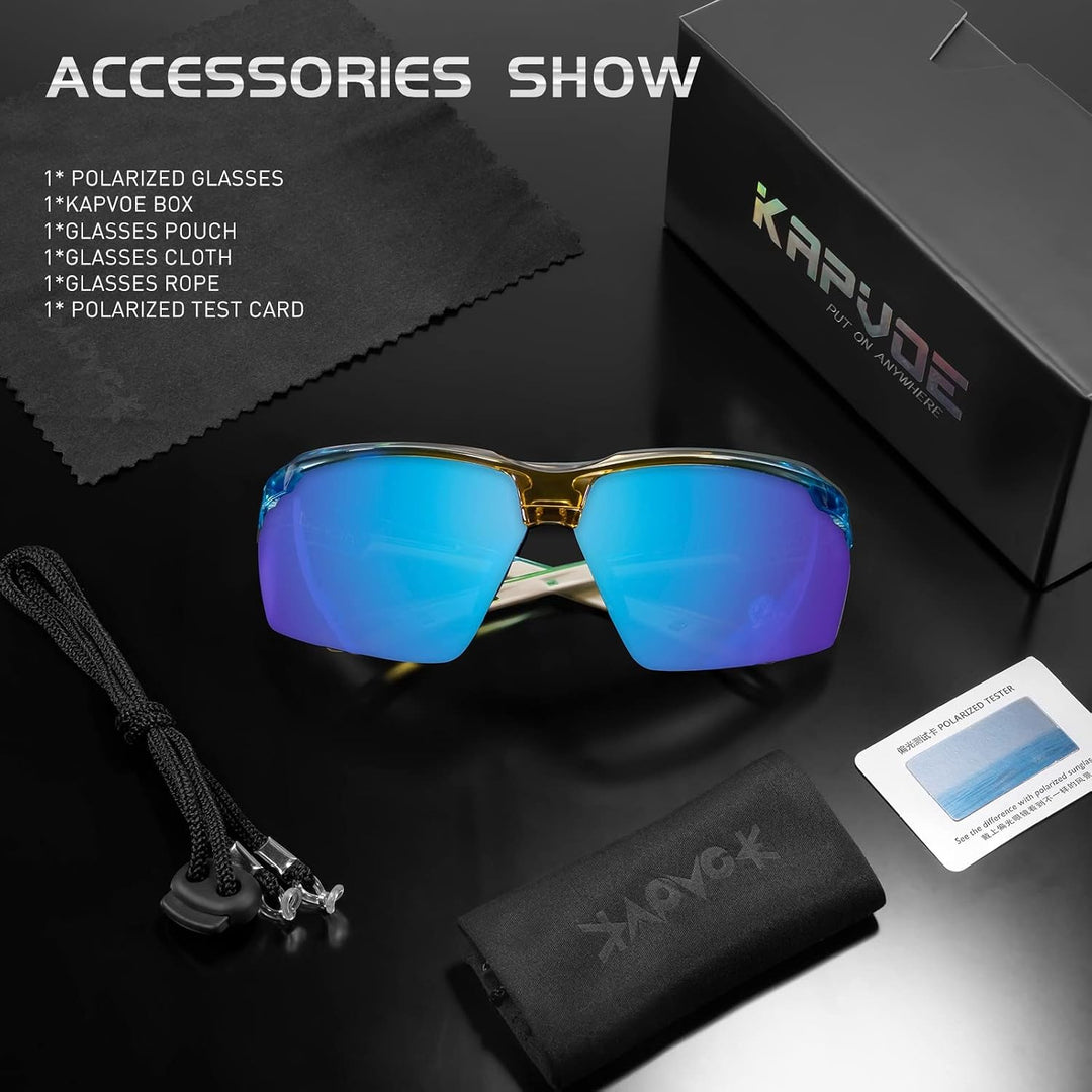 KAPVOE Fahrradbrille Polarisiert Sonnenbrille Sportbrille MTB Brille Radbrille Herren Damen Rennrad