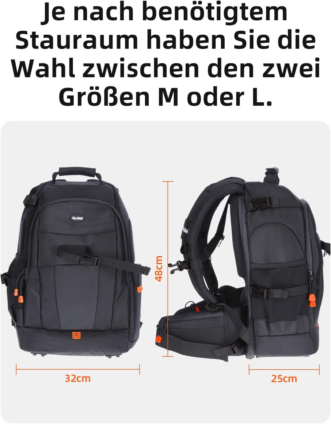Rollei 20290 Fotoliner Fotorucksack M I grosser Kamerarucksack I Daypack I inkl. Laptop-Fach, Regens