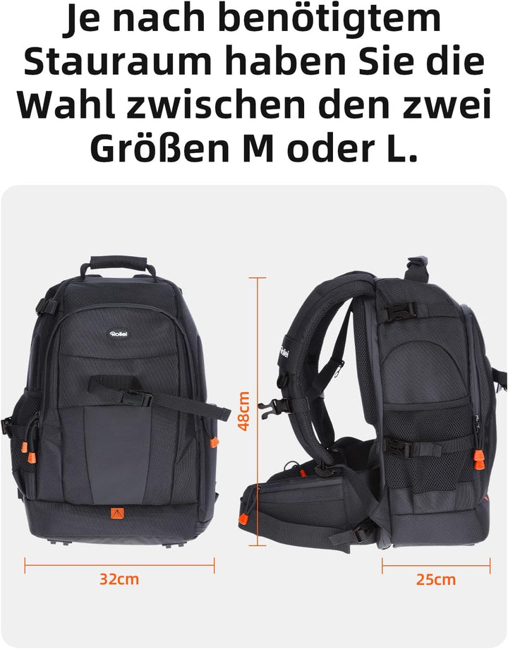 Rollei 20290 Fotoliner Fotorucksack M I grosser Kamerarucksack I Daypack I inkl. Laptop-Fach, Regens