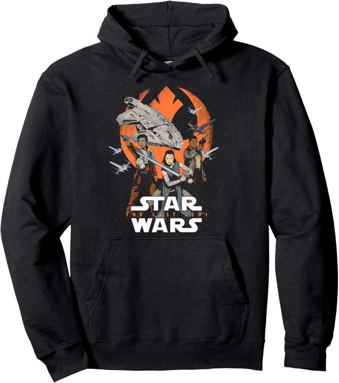 Star Wars The Last Jedi Group Shot Rebel Background Logo Pullover Hoodie