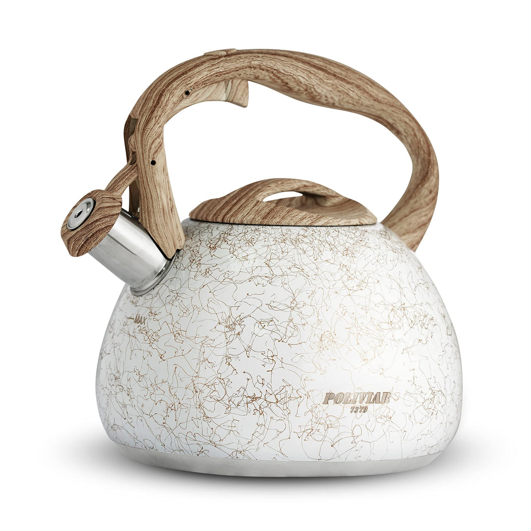 Poliviar Moderne Wasserkessel Induktion, Edelstahl Pfeifkessel, Teekessel für alle Kochplatten, Flöt