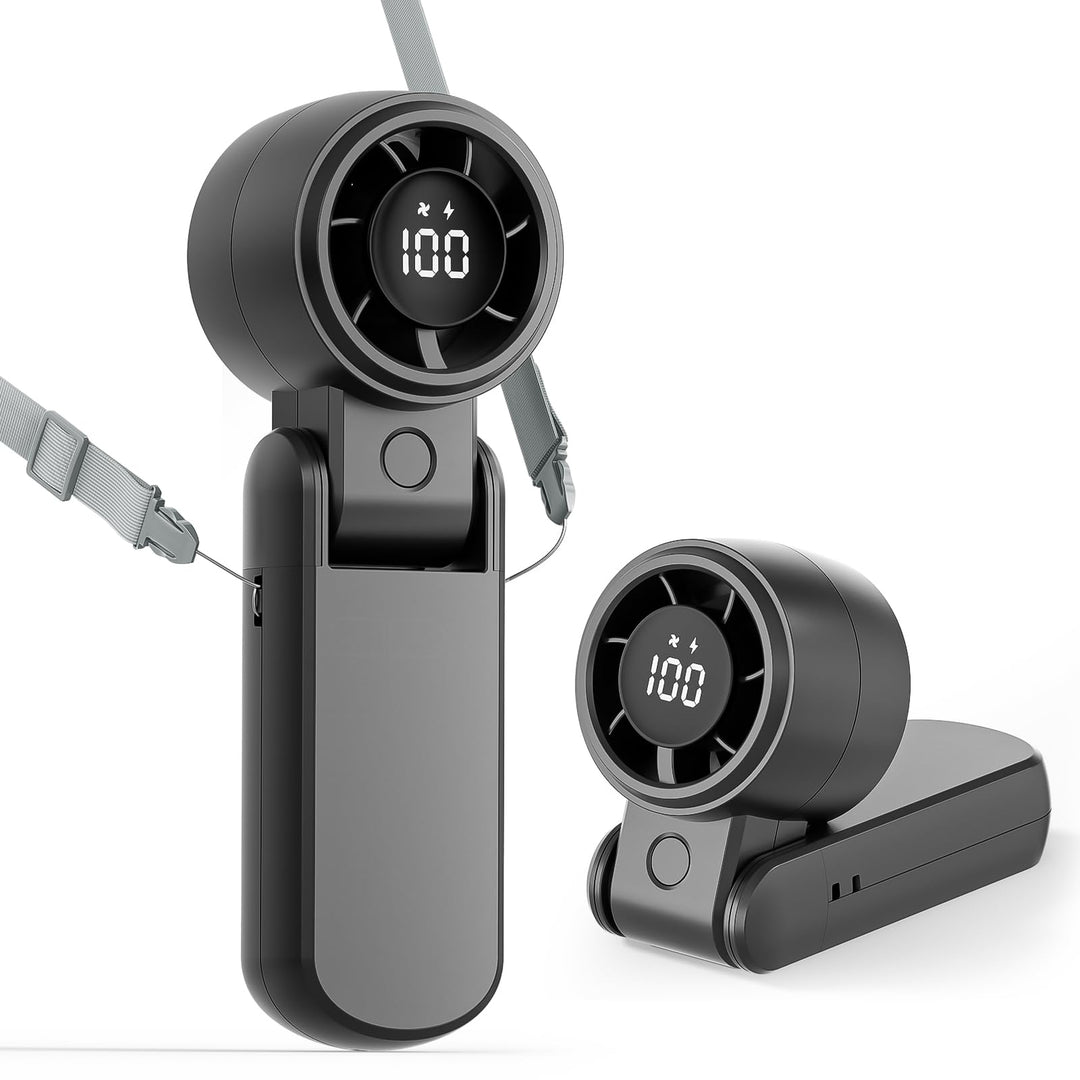 TriPole Tragbarer Turbo-Handventilator mit Digitalanzeige, 3-in-1 Wiederaufladbarer Mini Ventilator,