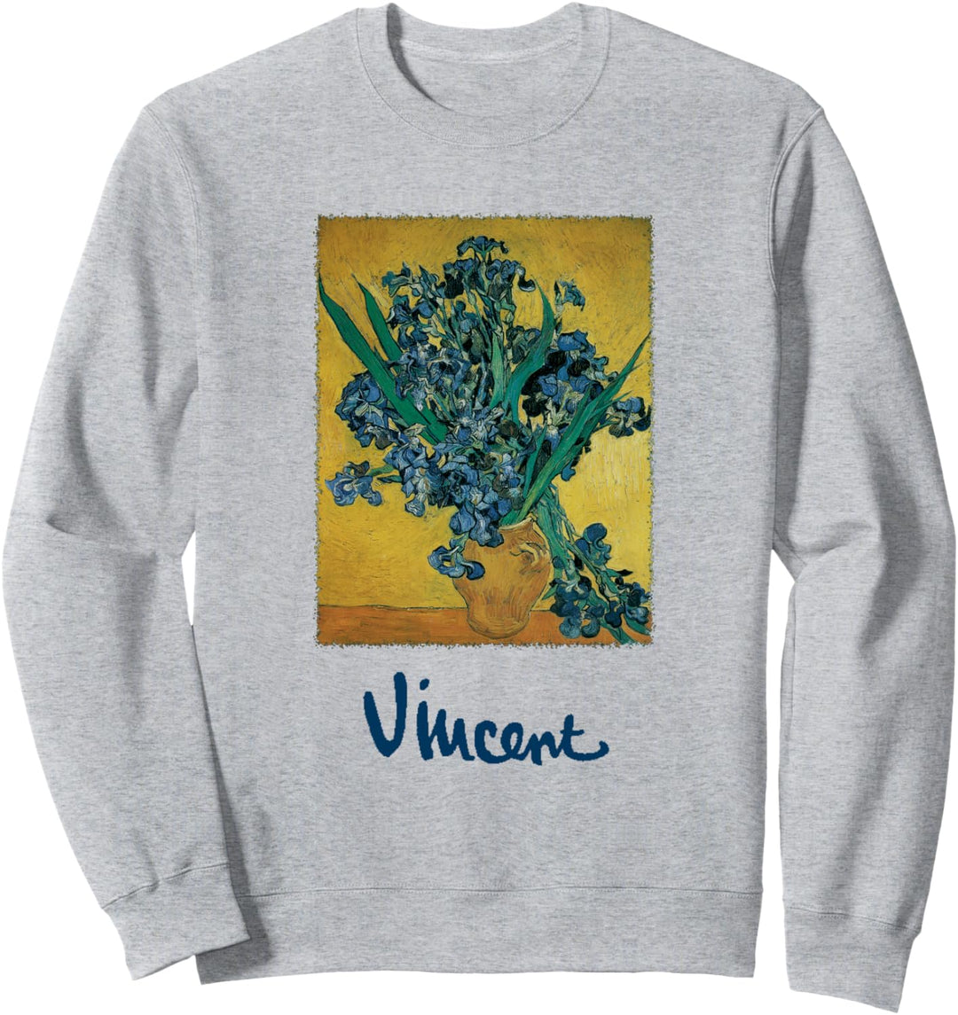 Vase mit Irisen und gelbem Hintergrund von Vincent van Gogh Sweatshirt