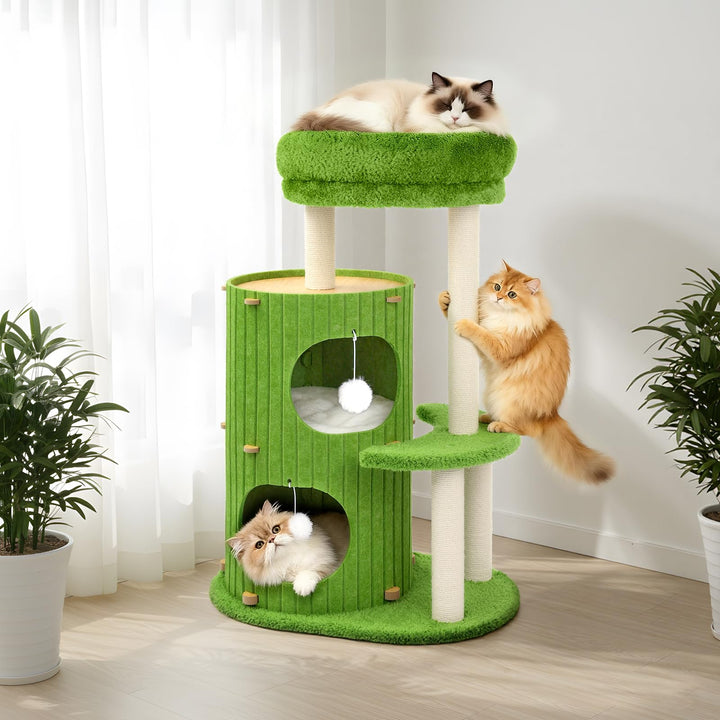 Luxus Katzenbaum kratztonne für Katzen - Kratzbaum mit Katzenschlafhaus, Sisalbrett,abnehmbarem Bett