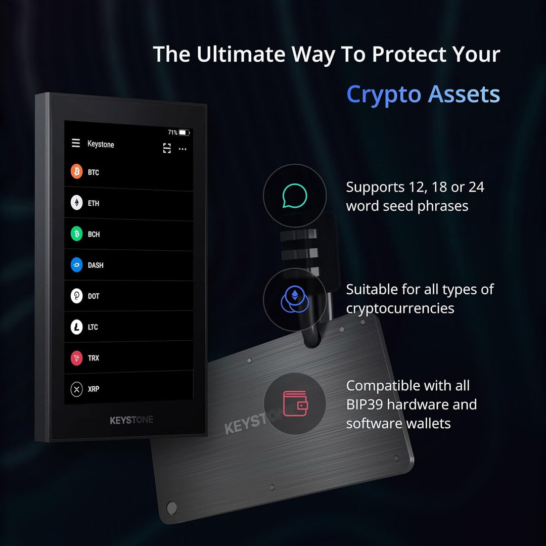 KEYSTONE Crypto Seed Speicher, Crypto Stahl Kapsel Metall Wallet, Cold Speicher Backup, 24 Wörter Bi