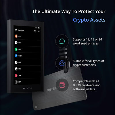 KEYSTONE Crypto Seed Speicher, Crypto Stahl Kapsel Metall Wallet, Cold Speicher Backup, 24 Wörter Bi