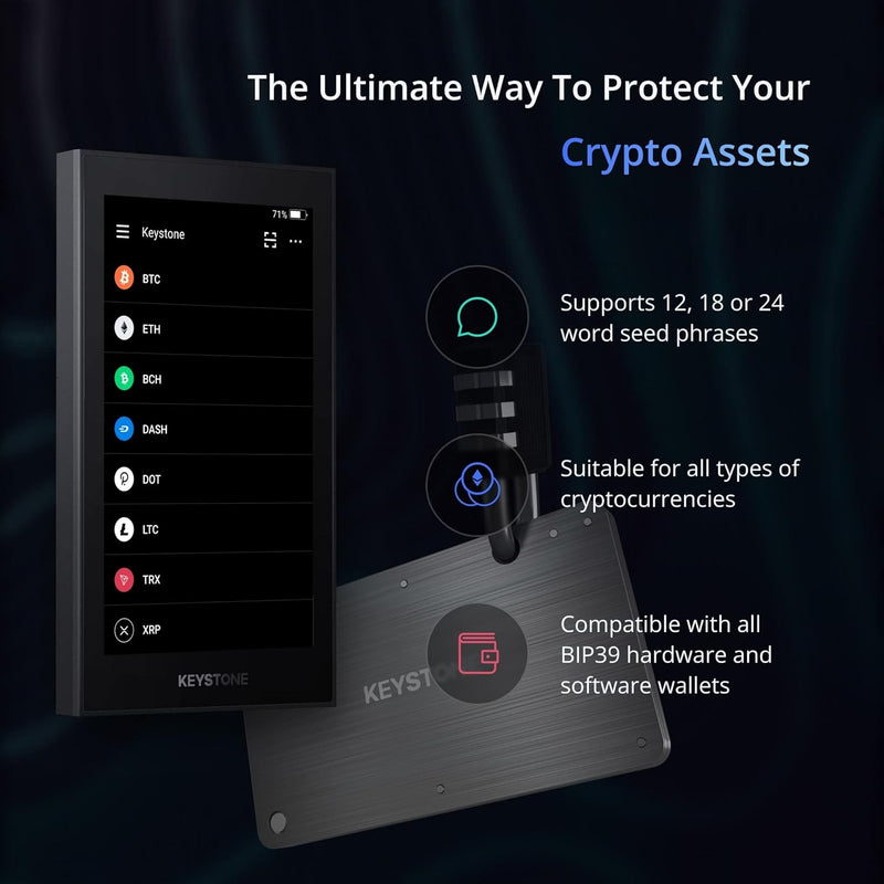 KEYSTONE Crypto Seed Speicher, Crypto Stahl Kapsel Metall Wallet, Cold Speicher Backup, 24 Wörter Bi