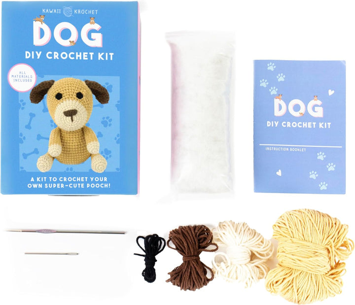 Gift Republic Kawaii Dog Crochet Kit DIY Craft Set for Creating Your Own Cute Puppy Gift for Teens &